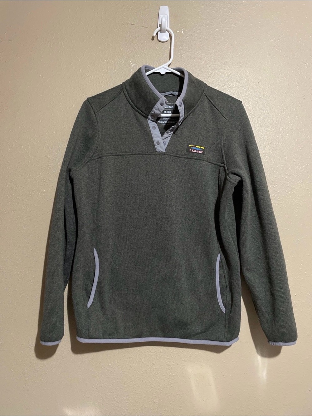 LL Bean Dark Green Fleece Pullover 1/4 Snap Sweatshirt Women’s M